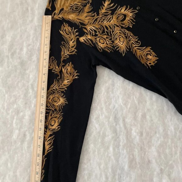 NWT Lane Bryant Womens Black Gold Peacock Feather Embroidery Cardigan Size 18/20 - Picture 7 of 8